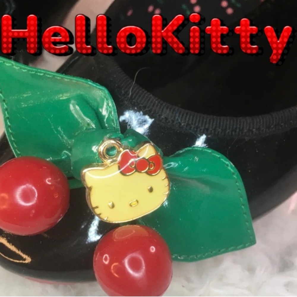 Hello Kitty patent cherry ballet flats with charm. Size 7